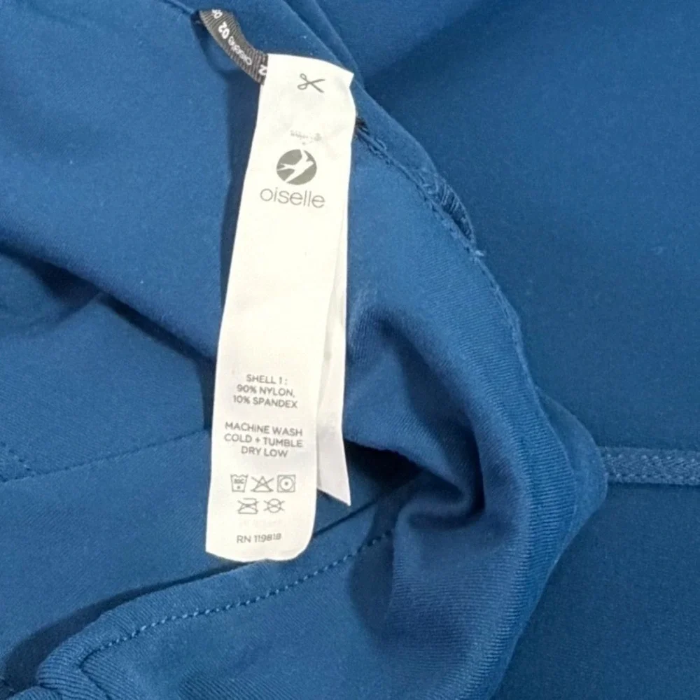 Oiselle Running Jacket Women's Size 2 Teal Blue Pleated Shoulder Full Zip Thumb
